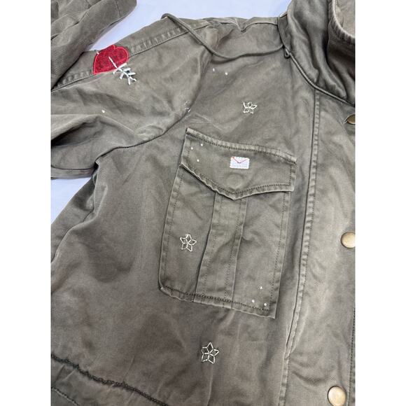 Joie Iban Patchwork Military Utility Jacket Fatigue Green Paris France Boho XS - Picture 9 of 13